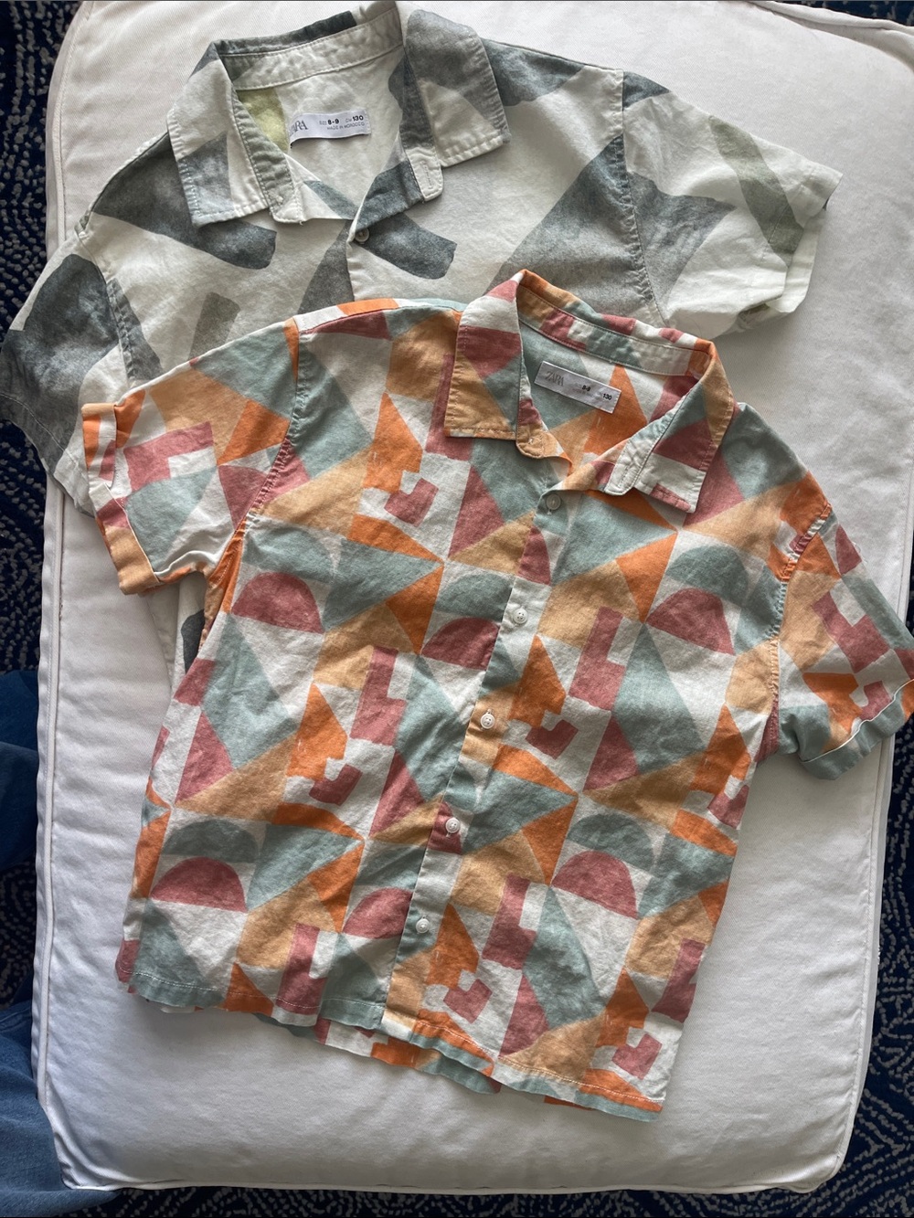 TWO Boys Zara Short-Sleeve Geometric Button-Down Shirts - Size 8-9